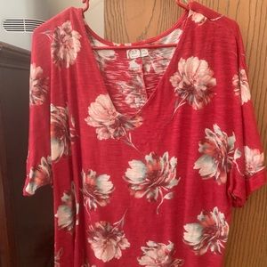 Red flower blouse